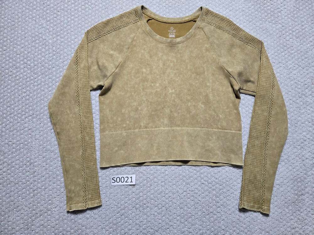Offline By Aerie Long Sleeve Crop Top Size XL Gold / Tan Seamless